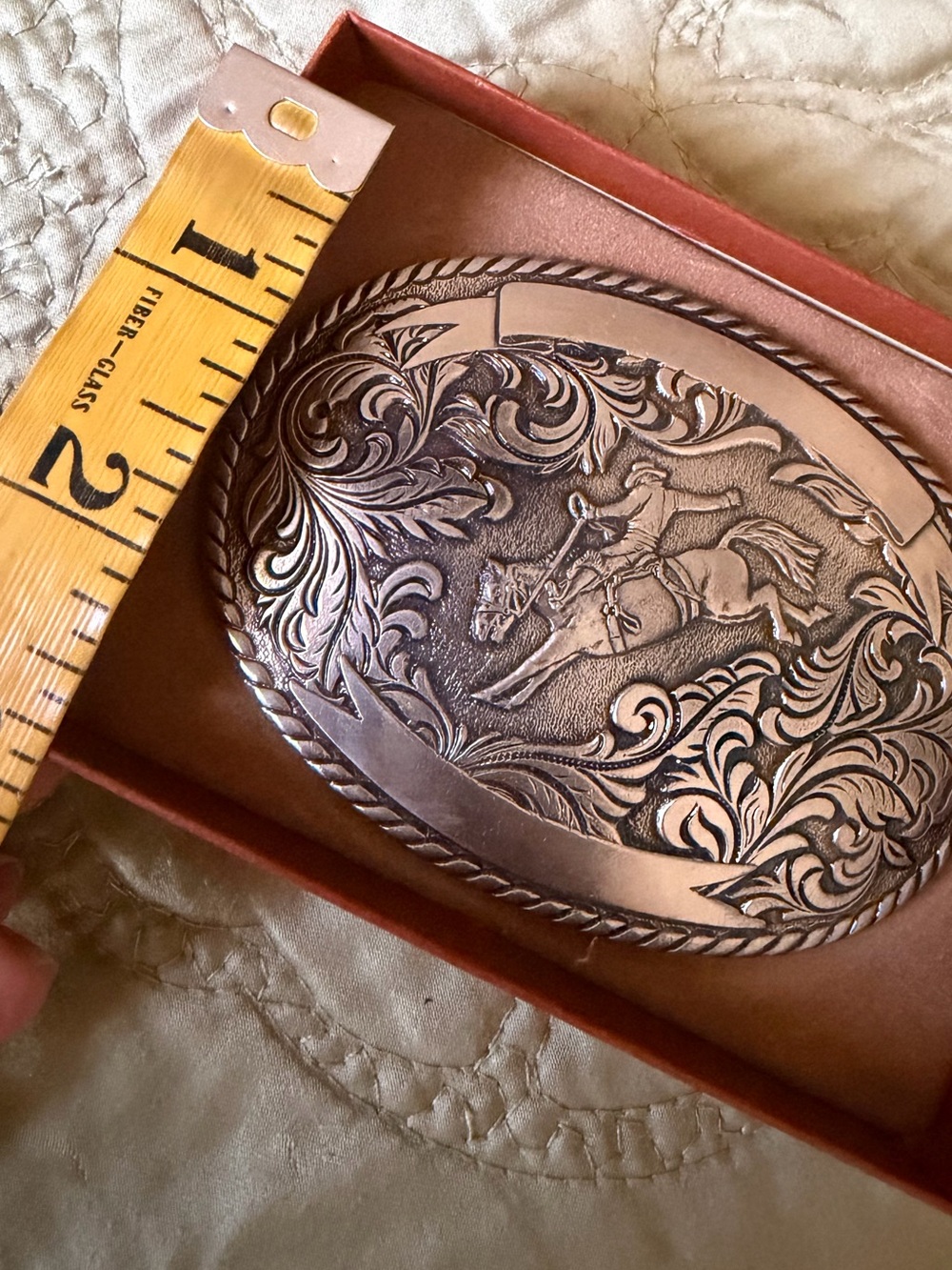 VTG 70s 80s Rawcliffe Solid Brass Rodeo Bronco Belt Buckle Antique Silver Tone - Picture 5 of 6